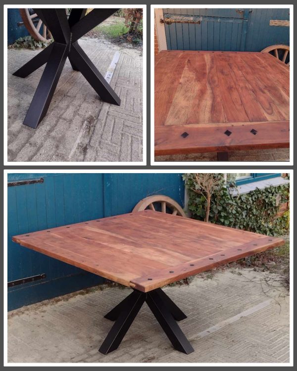 Eettafel vierkant met matrix poot. Direct leverbaar!