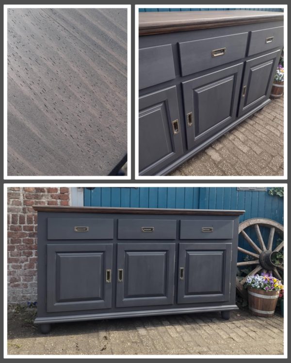 Dressoir antraciet gezandstraald blackwash