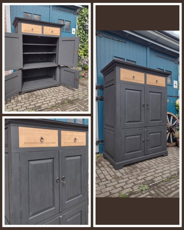 stoere opbergkast donker antraciet gezandstraald