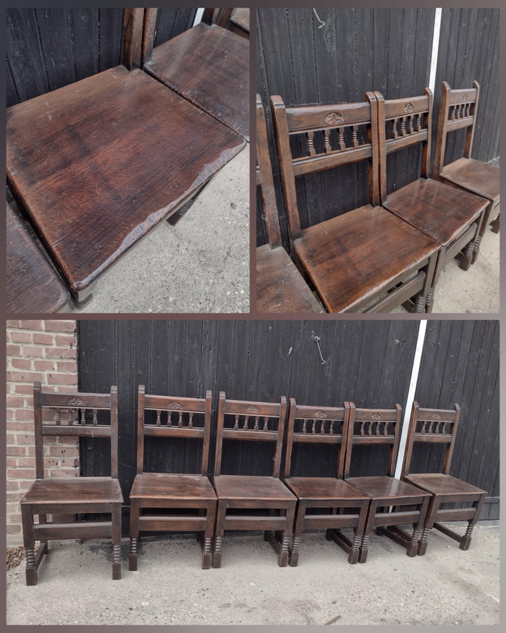 *Nog te restylen* 6 eikenhouten kloosterstoelen
