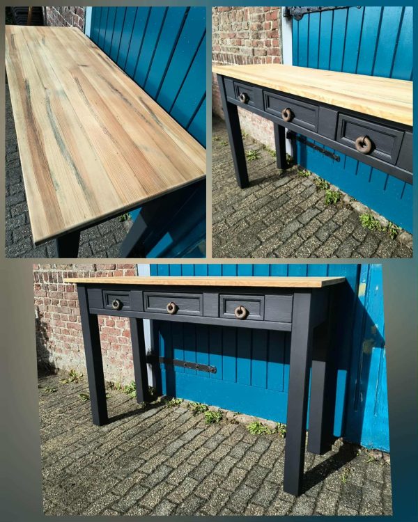 Sidetable recycled wood mat zwart