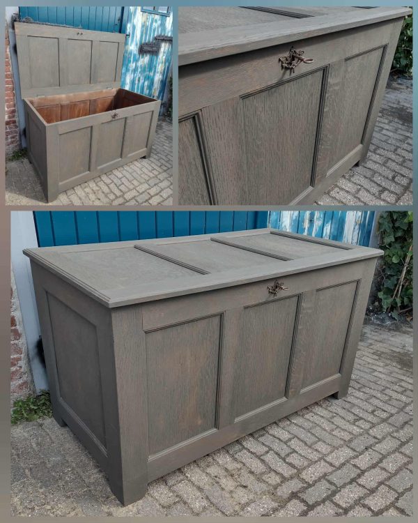 Kist massief gezandstraald urban grey (salontafel) Kist massief gezandstraald urban grey (salontafel)