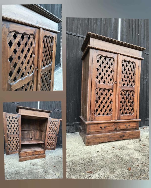 "Nog te restylen" gevlochten biedermeier meidenkast met geheim vak