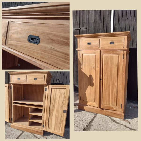 teakhouten opbergkast/computermeubel