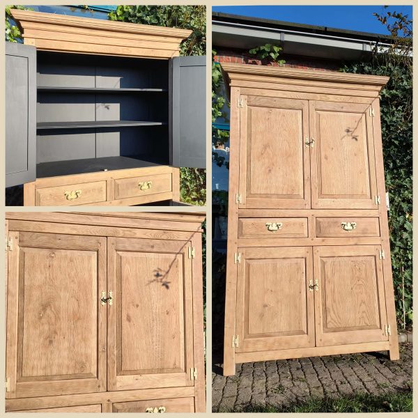 Frans eiken kast massief gezandstraald