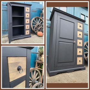 e940683c-982a-408e-92ca-57015af508c4 Meidenkast mat zwart met lades black wash