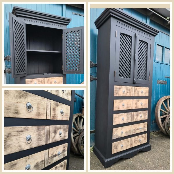 Stoere gevlochten kast gezandstraald