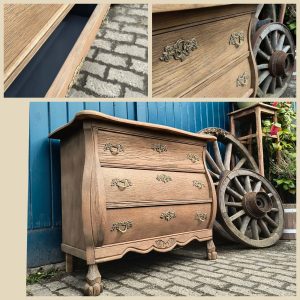 28b1c249-efbd-47d8-8787-442cc5f69856 Vintage buikkastje gezandstraald vergrijsd noten