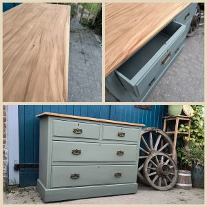 Vintage ladekast eucalyptus groen