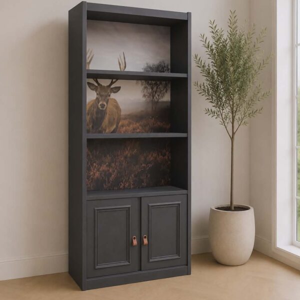 Boekenkast sfeerkast met print hert