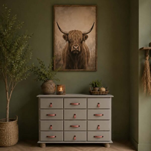 Apothekerskast taupe met boomstam poten.