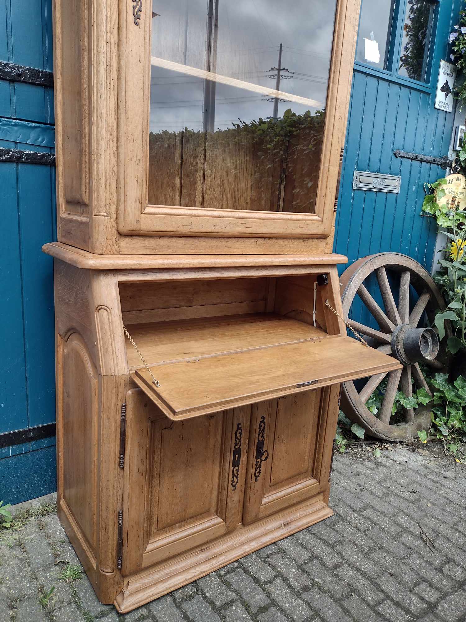 Hoge vitrinekast secretaire - Image 3