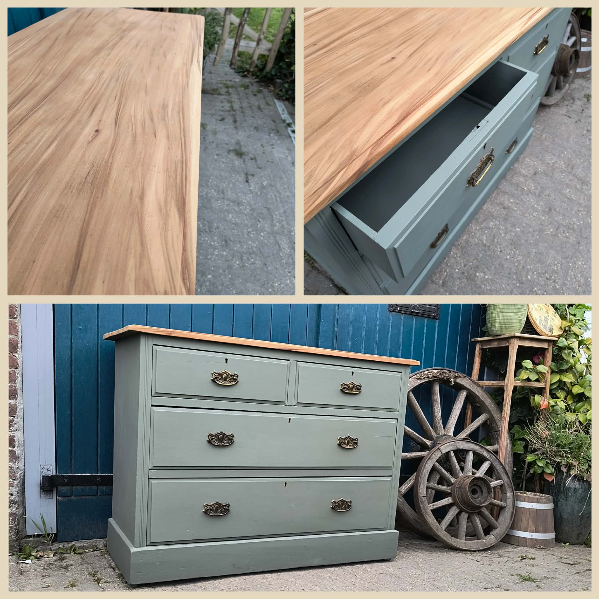 Vintage ladekast eucalyptus groen - Image 2