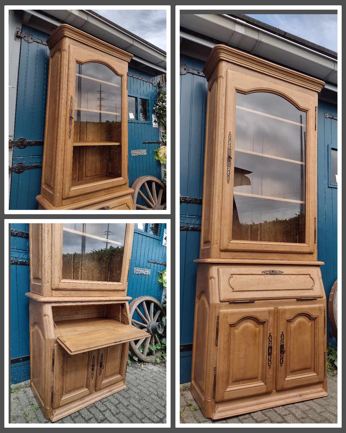 Hoge vitrinekast secretaire