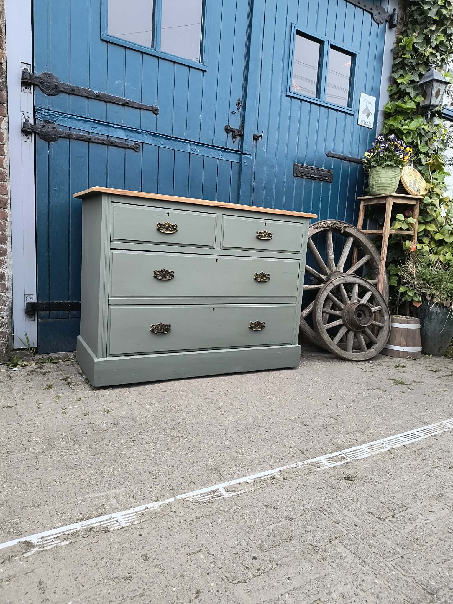 Vintage ladekast eucalyptus groen - Image 3