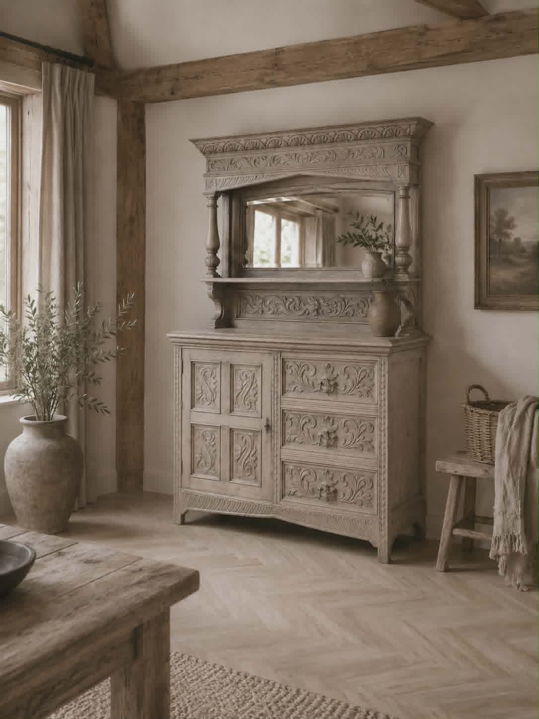 Prachtige houtsnijwerk kast met leeuwenkoppen - Image 2