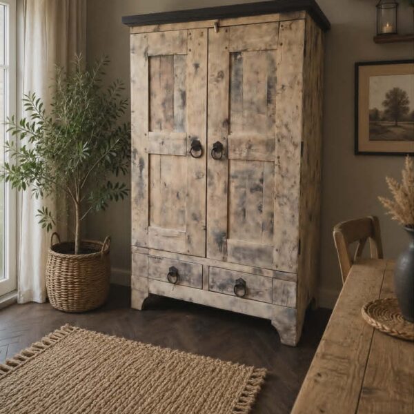 Stoere kast teak gezandstraald