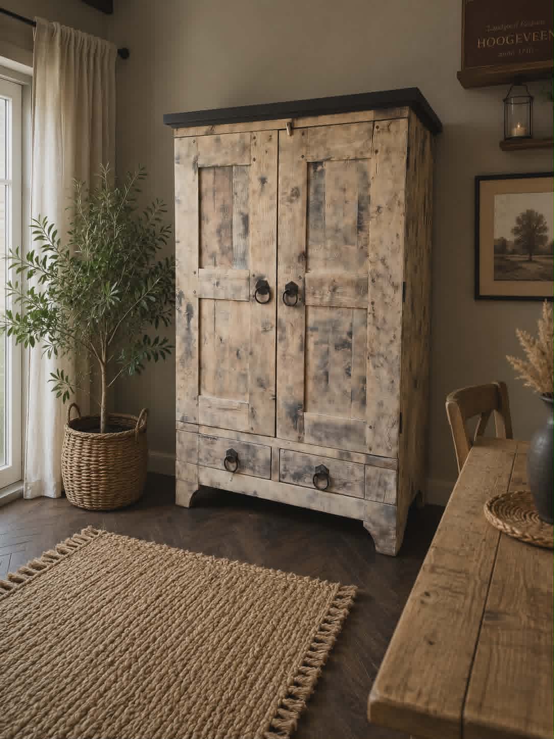 Stoere kast teak gezandstraald