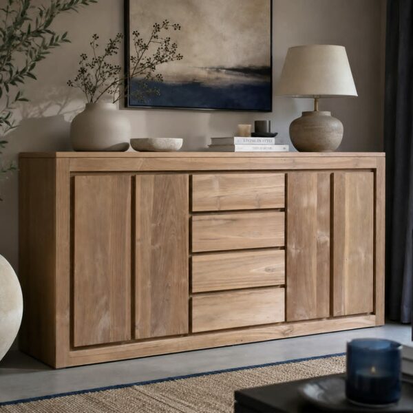 strak dressoir teakwood teakhout