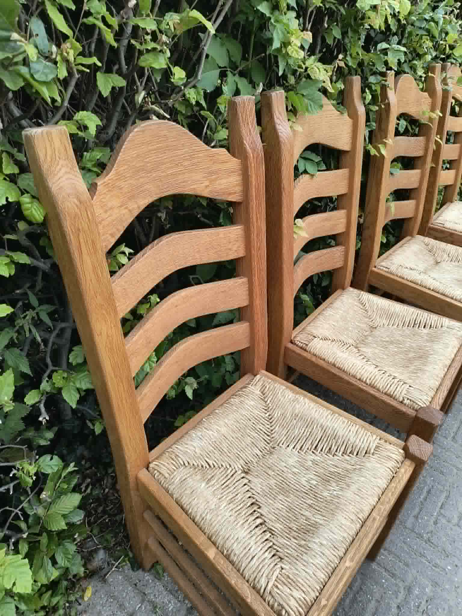 6 Eiken kloosterstoelen gezandstraald - Image 3