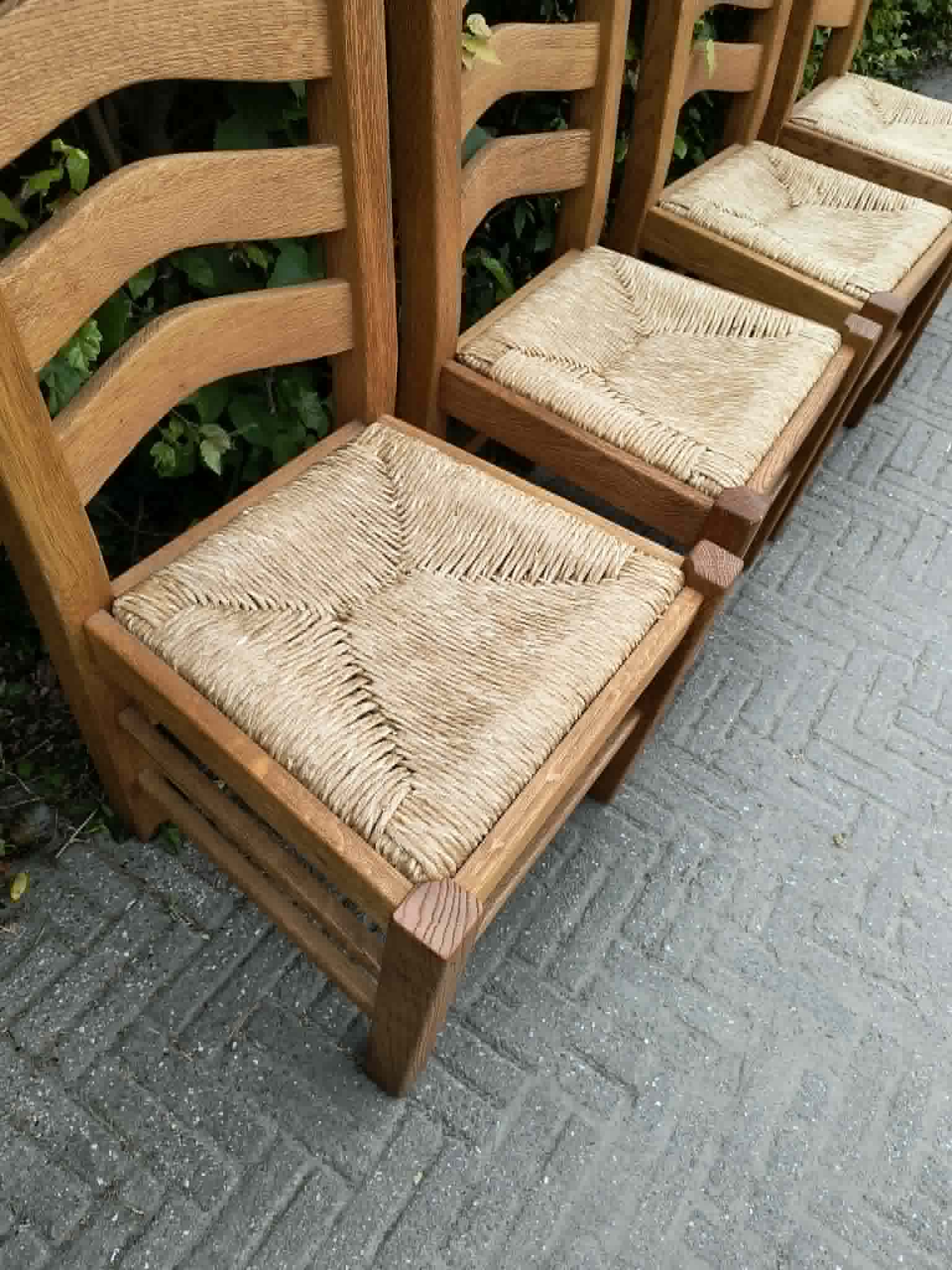 6 Eiken kloosterstoelen gezandstraald - Image 2