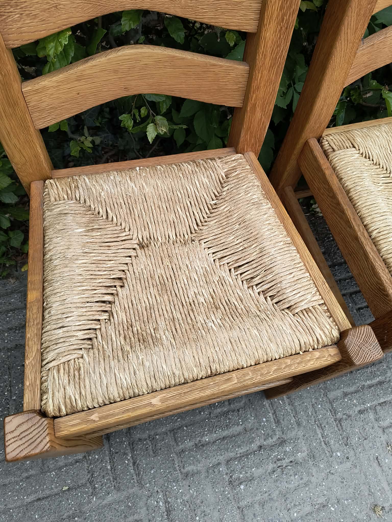 6 Eiken kloosterstoelen gezandstraald - Image 4
