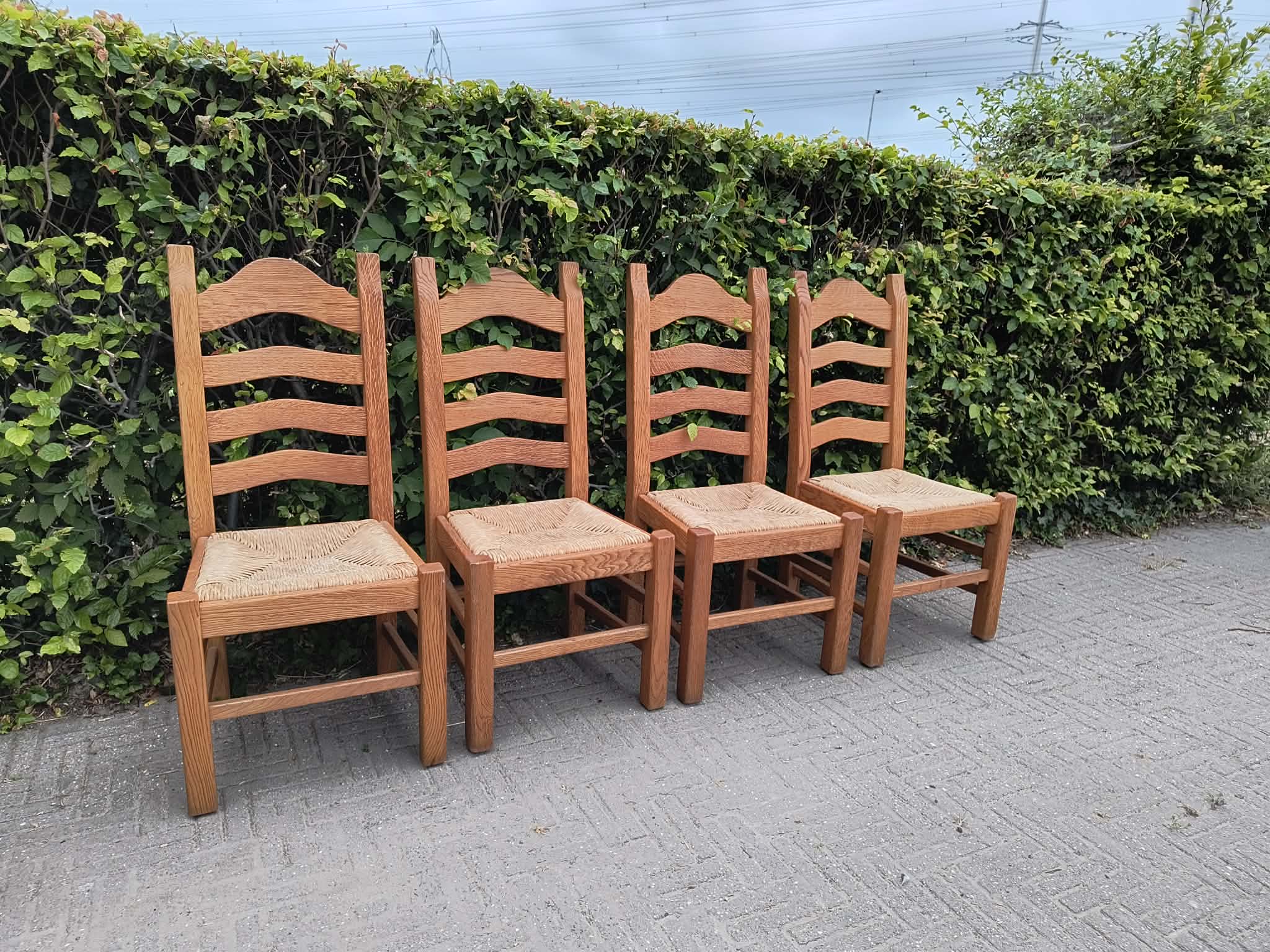 6 Eiken kloosterstoelen gezandstraald - Image 5